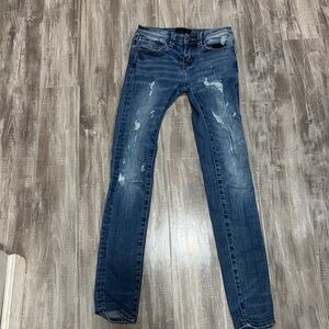 Classic Blue Distressed Women's Skinny Jeans